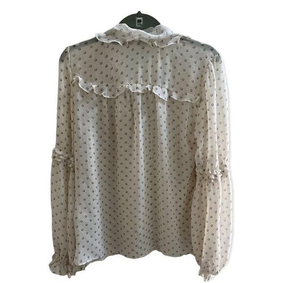 Max Studio Ruffle Trim Blouse w Bow Tie - Picture 2 of 3